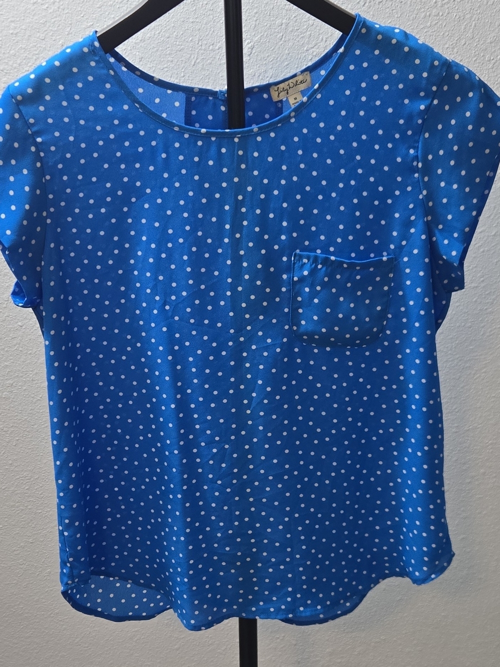 Lily White Blue Polka Dot Top